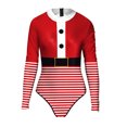thumbnail image 3 of Traje de baño de manga larga con estampado navideño en 3D para mujer, traje de baño para fiesta, parque acuático, ropa de playa, 3 of 5