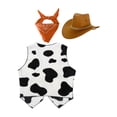 thumbnail image 2 of Yeahdor Kids Girls Cowboy Costume Cow Print Vest with Bandanna and Hat Set Cowgirl Cosplay Party Outfit Orange 3T, 2 of 3