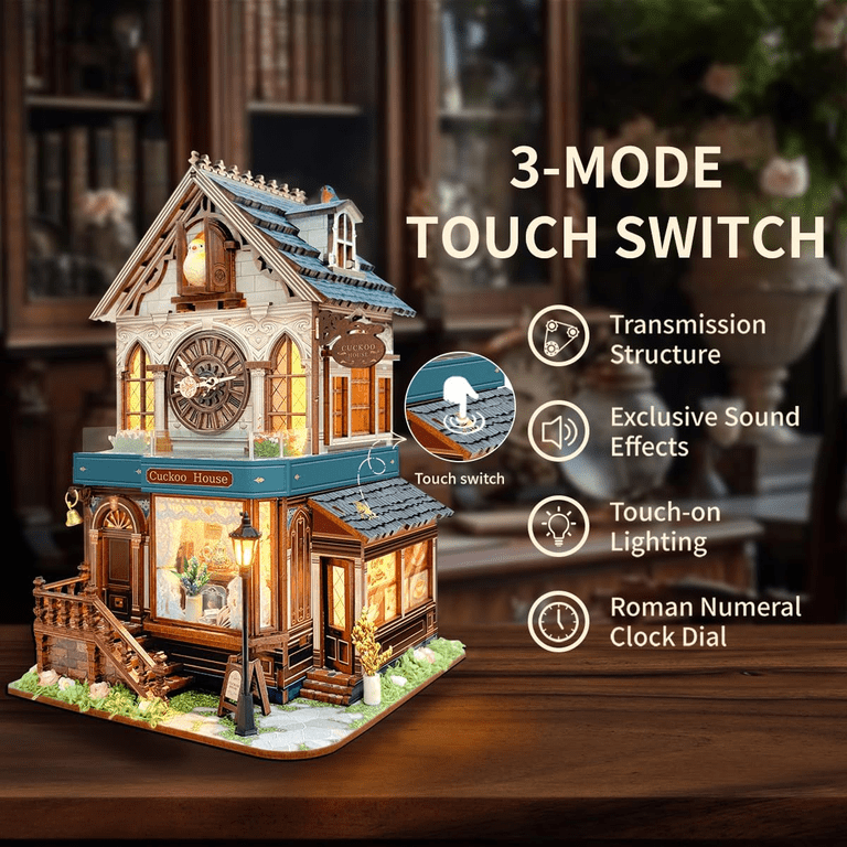 ミニチュアキルトキットセット BUSATIA DIY Book Nook Kit, Miniature Cuckoo Clock House Kit, 3D