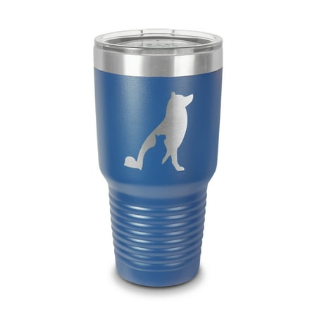 

Dog Cat Tumbler 30 oz - Laser Engraved w/ Clear Lid - Stainless Steel - Vacuum Insulated - Double Walled - Travel Mug - cats dogs love kitty puppy rescue adopt - Blue