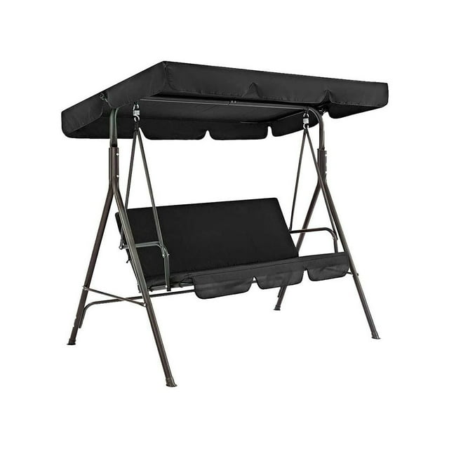 Funda para silla de columpio para jardín al aire libre, patio, silla de columpio, asiento y cubierta superior, toldo para sombrilla, color negro Methold HA005105-16