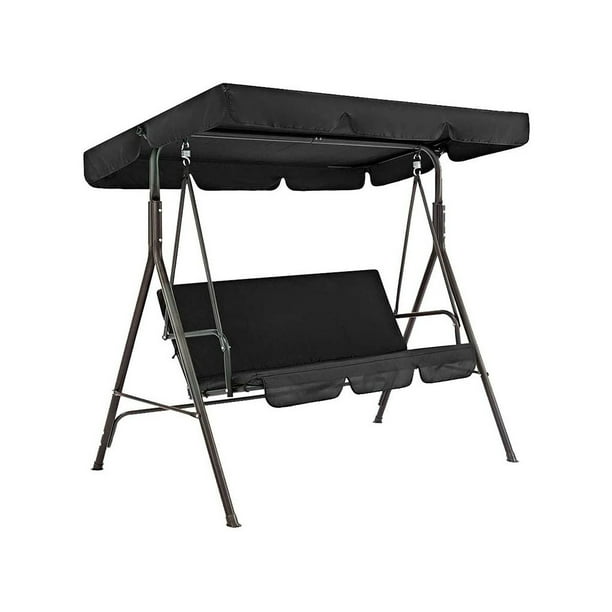 Funda para silla de columpio para jardín al aire libre, patio, silla de columpio, asiento y cubierta superior, toldo para sombrilla, color negro Methold HA005105-16