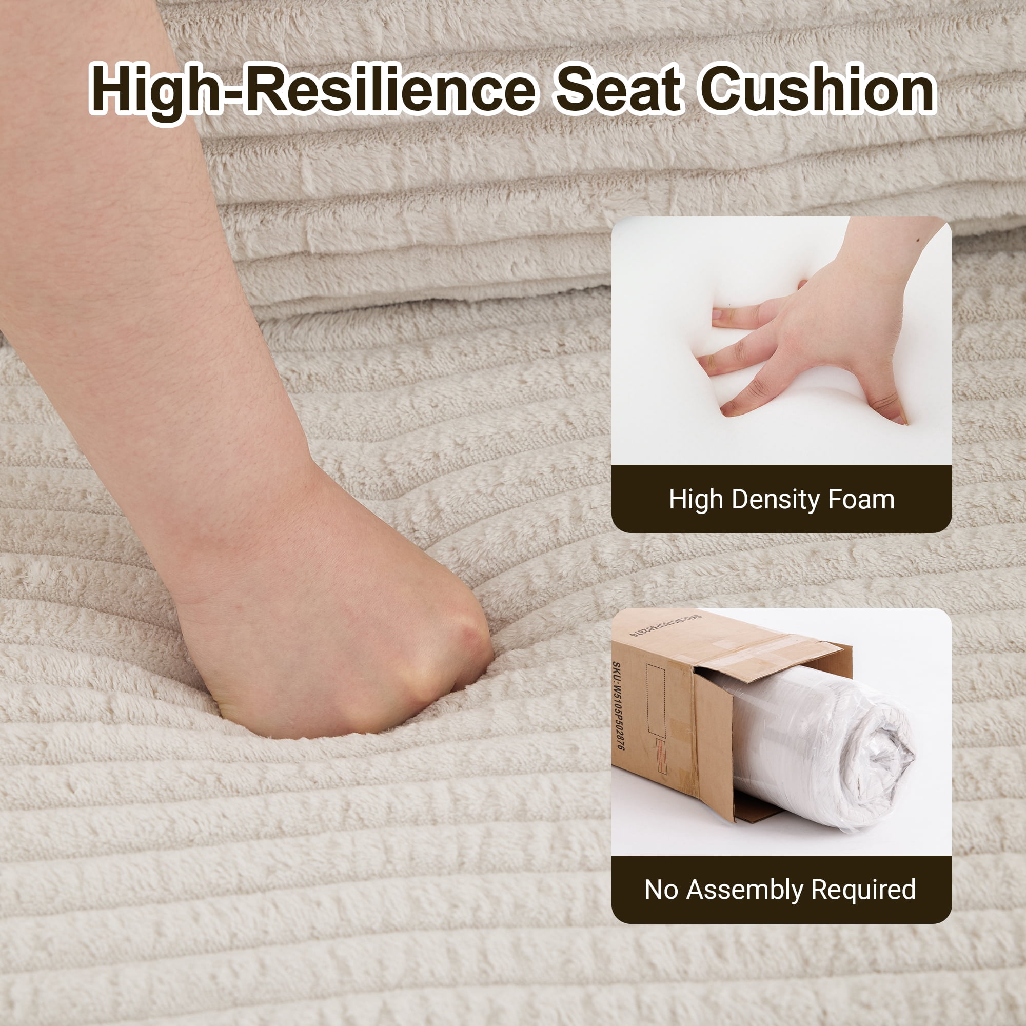 76" Convertible Futon Sofa Bed,Folding Boneless Floor Couch with Deep Seat,Cloud Corduroy Fold Out Sleeper Sofa with Memory Foam Cushion for Living Room,Bedroom,White