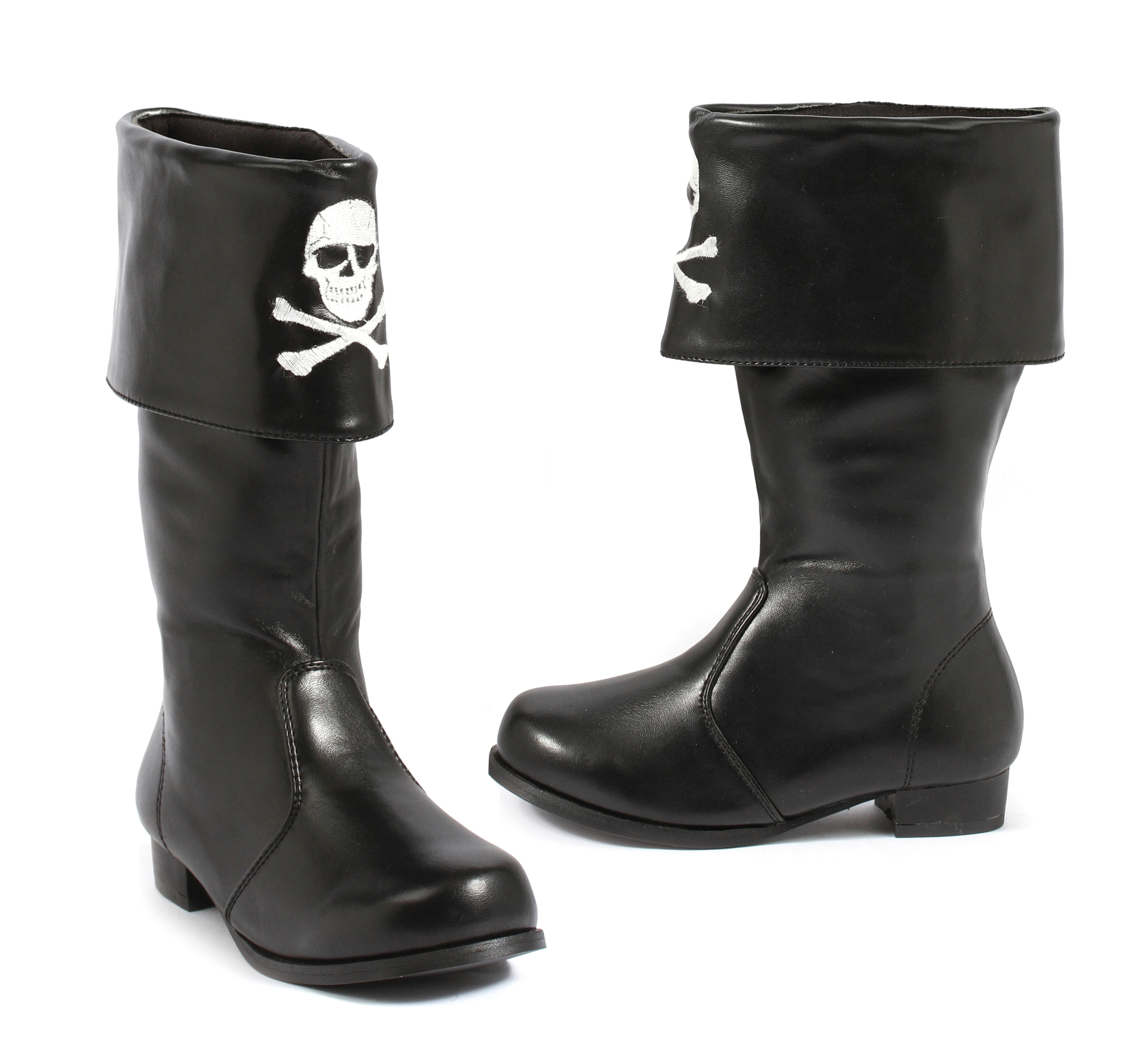 Ellie Shoes E-101-Patches 1 Heel Children Pirate Boot with Embroidered Skull Black / XS - image 2 of 2