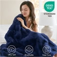 thumbnail image 2 of JERFIT Navy Faux Fur & Velvet Luxury Throw Blanket, Super Soft Plush Reversible Sherpa Fleece for Couch, Bed, Sofa, 2 of 10
