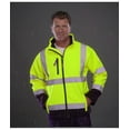 thumbnail image 2 of High Visibility Reflective Safety Jacket Workwear Waterproof Bomber Quilted Lining Jacket Lightweight for Women (Yellow&Navy,L), 2 of 3