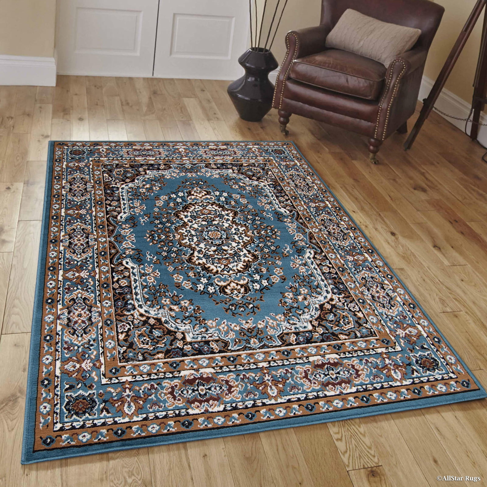 Allstar Blue Woven High Quality Rug. Traditional. Persian. Flower