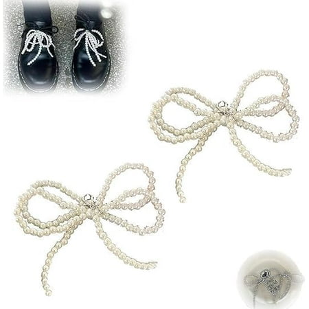 Buckle Pearl Beaded Chain for Women DIY Shoe Pearls Bowknot Shoe Decoration Charms  Butterfly Jewelry Shoe Charms for Sneakers Dress Shoes