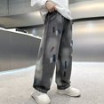 thumbnail image 5 of Kiijoy Little Boys Loose Straight Leg Jeans Vintage Elastic Waist Denim Pants, Sizes 5-6, 5 of 8