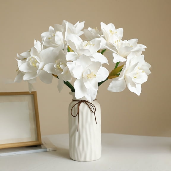 Artificial Flowers, Artificial Plumeria Flowers, Lifelike Real Touch Artificial Plumeria Flowers, for Home Party Wedding Bouquet Home Decoration(White)