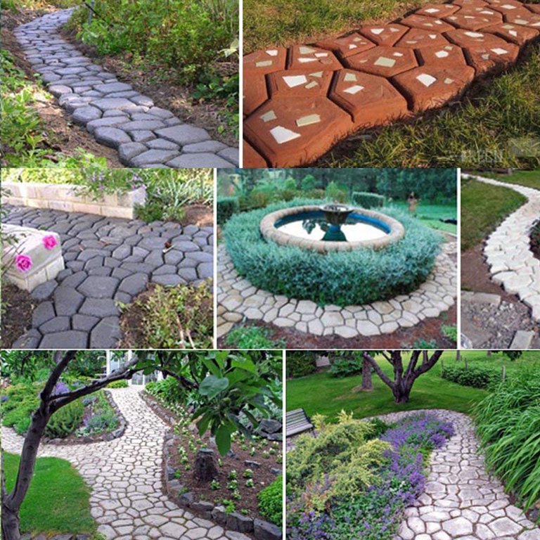 DOITOOL 1PCS Plastic Concrete Molds for Walkways Walk Maker Reusable  Concrete Path Maker Molds Flower Shaped Stepping Stone Molds DIY Brick Mold