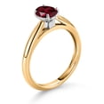 thumbnail image 3 of Gem Stone King 10K Yellow Gold Red Rhodolite Garnet Solitaire Engagement Ring for Women (0.90 Cttw, Oval 7X5MM, Gemstone January Birthstone, Size 8), 3 of 4