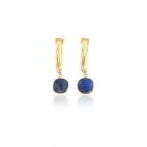 Sapphire Copper Turquoise Gemstone Gold-plated Hoop Earring For women's, Jewelry Gift for Her