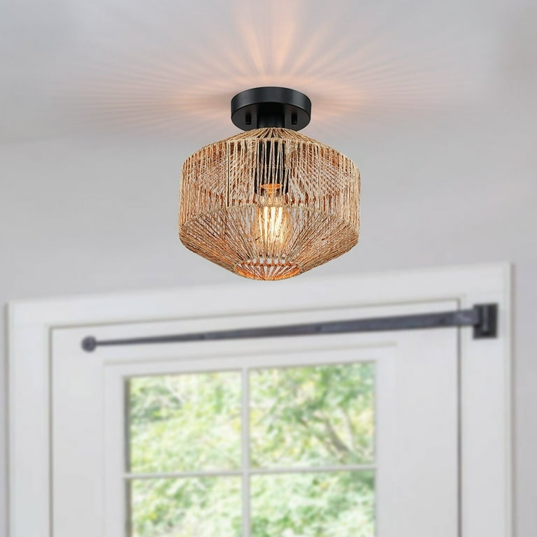 Jute flush mount light deals