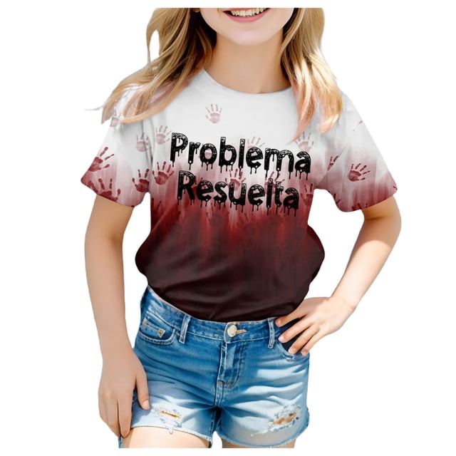 2DXuixsh Vêtements pour Filles Enfants T-Shirt Rétro Imprimé Manches Courtes Col Rond Décontracté Ample Basique Hauts Vêtements pour Bébé Fille Rouge Melon D\'eau Taille 110