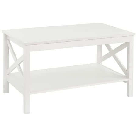 ClosetMaid X Frame Living Room Accent Coffee Table with Shelf, White ...