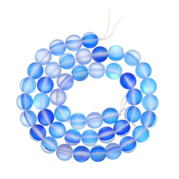 Uxcell Matte Crystal Glass Beads 8mm Synthetic Frosted Shining Round Loose Beads Moonstone for Jewelry Making, Blue