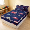 thumbnail image 3 of Erosebridal Cartoon Car Zipper Twin Comforter Sets with Fitted Sheet and 2 Pillowcases, Automobile Zipper Bedding Set, Navy Blue, Navy Reversible, 3 of 7