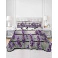 thumbnail image 3 of Spring Lavender Floral Queen Size Down Alternative Comforter,Lightweight Comforter Quilt Bedding Set with Pillow Shams Botanical Flower Vintage Wood Grain Bed Comforter Duvet Insert 90"x96", 3 of 7