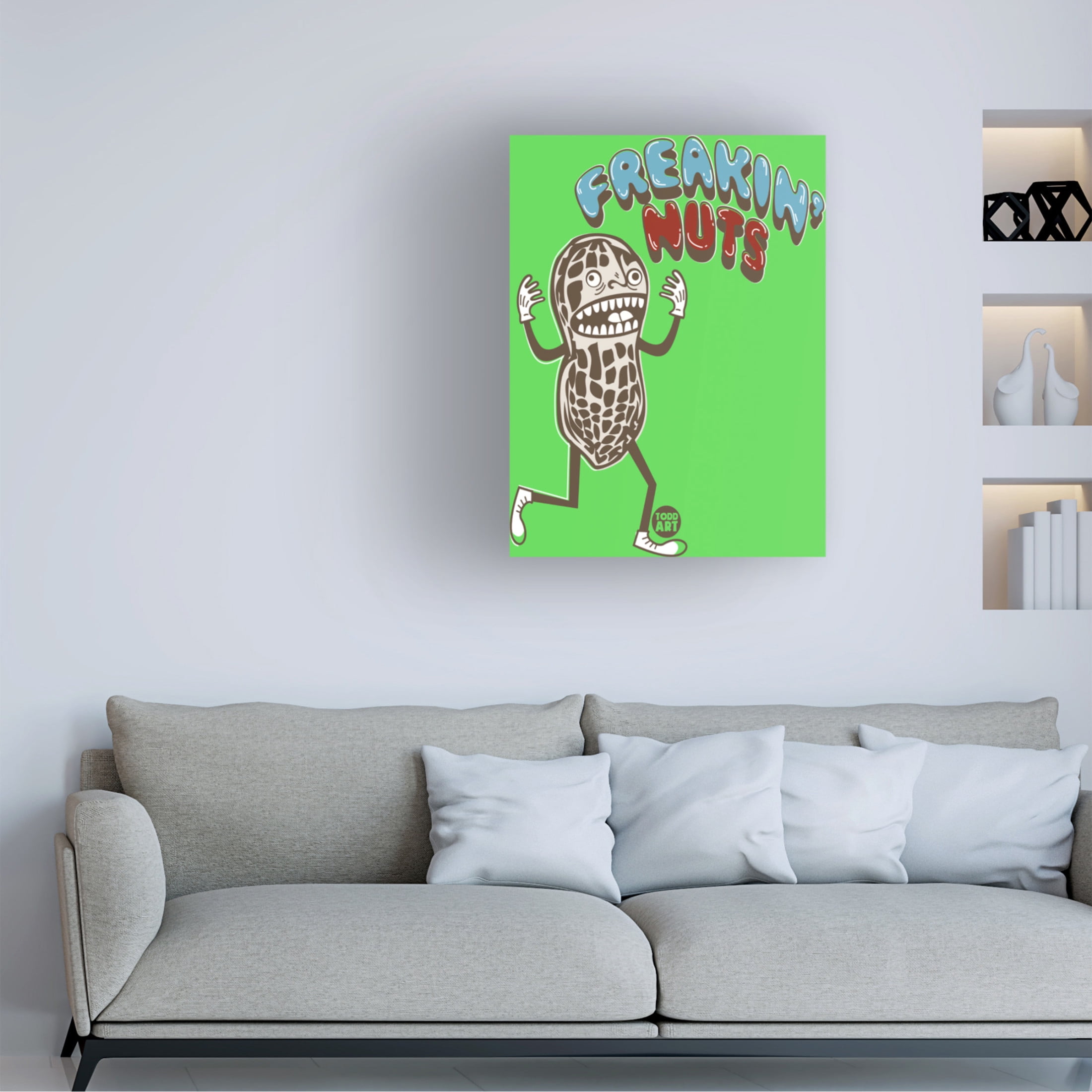 Canvas Wall Art - toddart 'Freakin Nuts Nut' Wall Art for Living Room, Bedroom, or Office Décor by Trademark Fine Art - 35 x 47 Inches