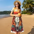 thumbnail image 4 of Lsque Western Desert Cactus Ram Skull Print Women's Casual Dress T-Shirt Summer Short Sleeve Scoop Neck Swing Dresses, 4 of 6