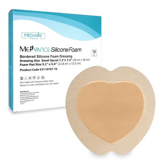 MedVance Silicone - Bordered Silicone Adhesive Foam Dressing Sacral Size 7"x 7" Box of 10 dressings