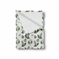 thumbnail image 2 of Scandinavian Soft Flannel Fleece Throw Blanket, Simplistic Foliage Composition Fresh Blossoming Plants of Spring, Cozy Plush for Indoor and Outdoor Use, 70" x 90", Olive Green and White, by Ambesonne, 2 of 6