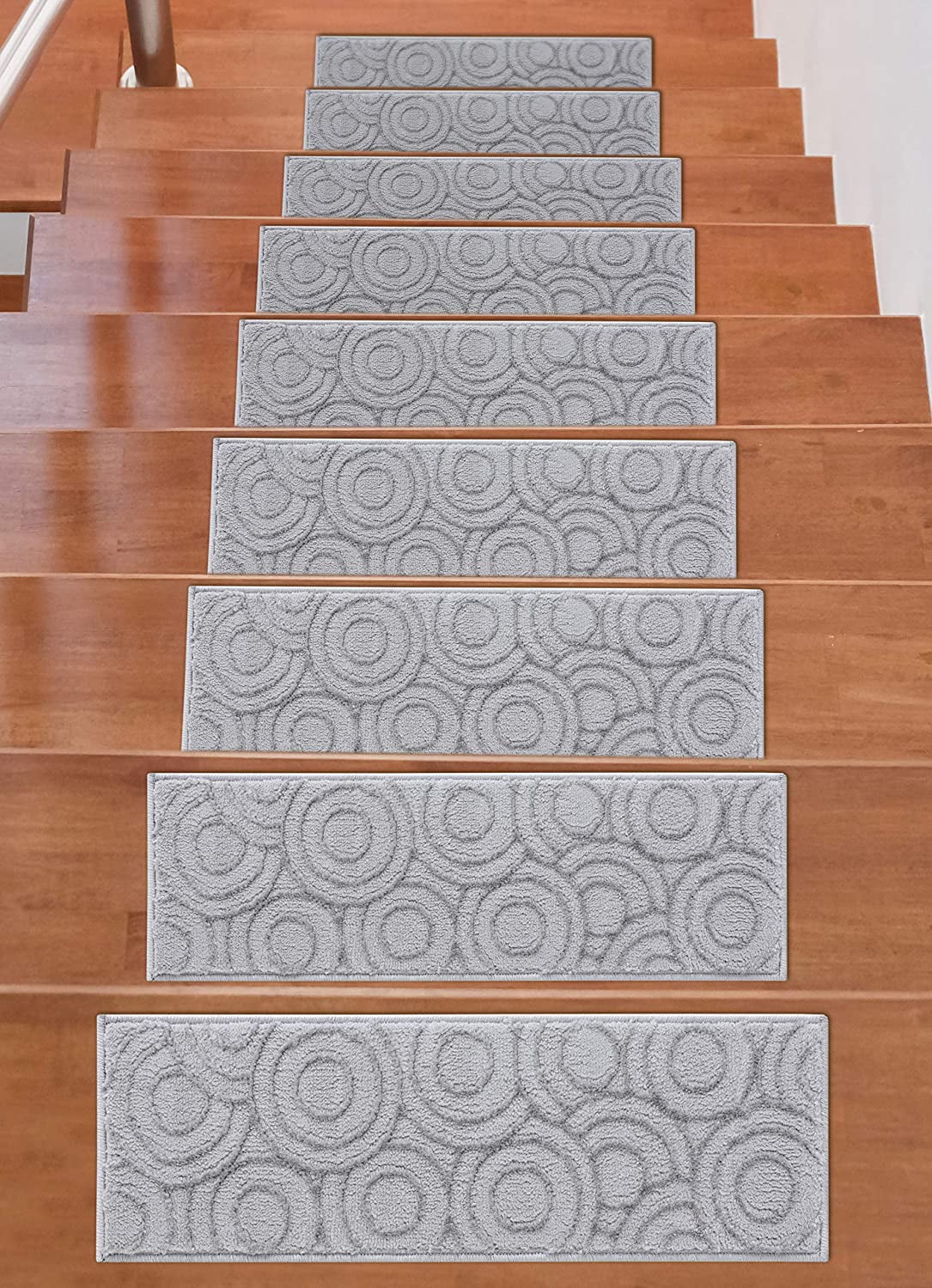Navy Stair Tread Set of 7 Traditional Non Slip Carpet Treads 26" x 9" Rug Depot 