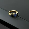 thumbnail image 4 of Gem Stone King 18K Yellow Gold Plated Silver Blue Sapphire and Black Sapphire Engagement Ring for Women | 4.76 Cttw | Round 8MM | Gemstone September Birthstone | Size 9, 4 of 4