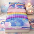 thumbnail image 2 of Erosebridal Watercolor Rainbow Zipper Twin Comforter Sets with Fitted Sheet and 2 Pillowcases for Girls, Dreamy Stars Sky Cloud Zipper Bedding Set, Pink Reversible, 4 Pieces, 2 of 7
