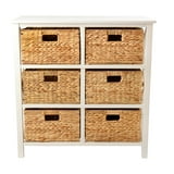 eHemco 3 Tier X-Side End Storage Cabinet with 6 Water Hyacinth Natural ...