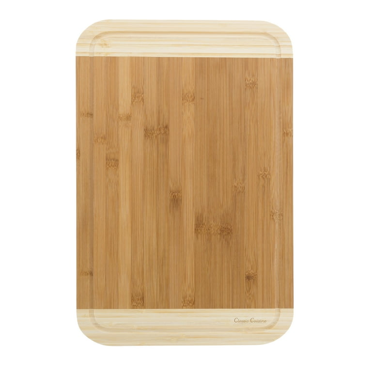 Two Tone Bamboo Cutting Board- Extra Thick, Eco Friendly and Antibacterial  Chopping and Serving Board with Juice Groove (18x12) or (12x9) by Classic  Cuisine 