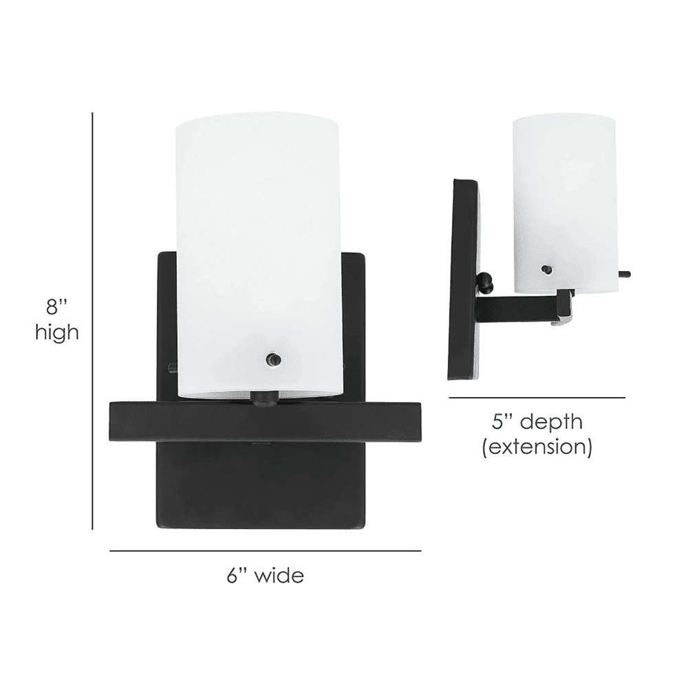 Luminance Boca Boca Vanity Light Wall Sconce | Modern Black Bathroom Decor Fixture for Over Sink and Above Mirror 1-Light F2531-31