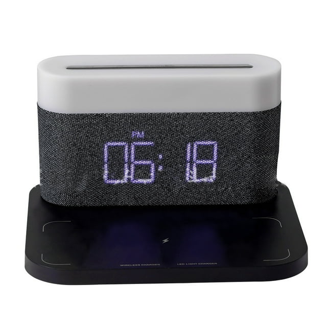 Reloj despertador con pantalla LED de carga inalámbrica con absorción magnética tres en uno multifuncional, luz nocturna con atenuación táctil y carga rápida de 15 W
