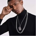 thumbnail image 2 of Lord's Prayer Cross Dog Tag Necklace | Stainless Steel Engraved Cross Pendant | Black/Silver Religious Necklace for Men, Father's Day Gift, 2 of 8