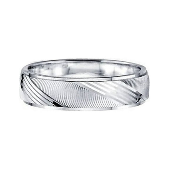 iJewelry2 Diamond Razor Cut High Polished 14k White Gold Wedding Ring Band 6mm