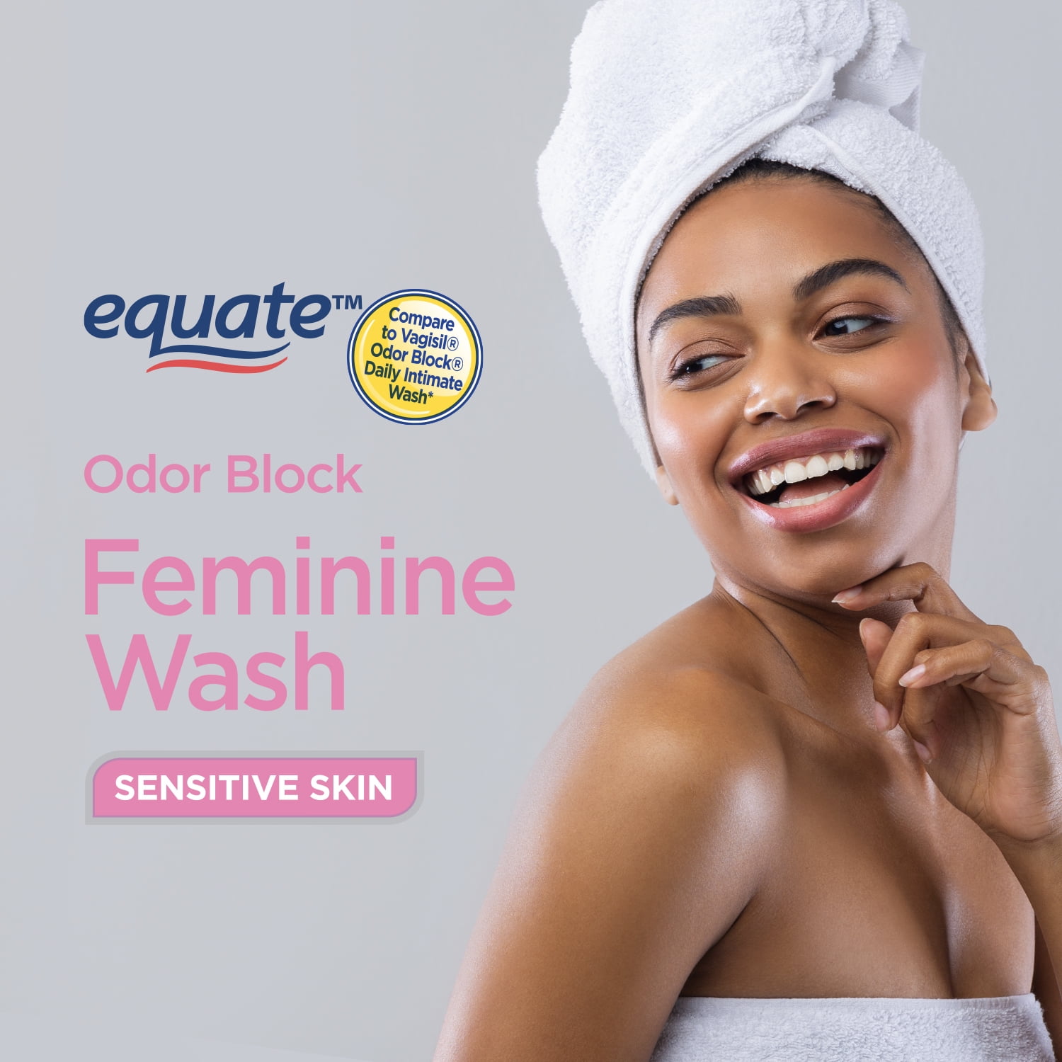 (3 pack) Equate Odor Block Feminine Wash for Sensitive Skin, 12 fl oz
