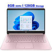 HP 14 Premium Lightweight Student & Business Laptop 14" HD Intel 4-core Celeron N4120 8GB DDR4 128GB Storage (64GB eMMC + 64GB SD Card) USB-C Long-Lasting Battery Office365(1-Yr) Win11