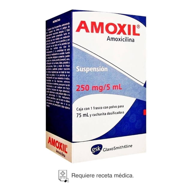 Amoxil Amoxicilina 250 mg/5 ml suspensión polvo para 75 ml