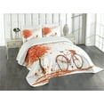 thumbnail image 3 of Ambesonne Autumn Quilted Bedspread Set 3 Pcs, Watercolor Fall Season, Queen Size, Orange Brown and White, 3 of 5