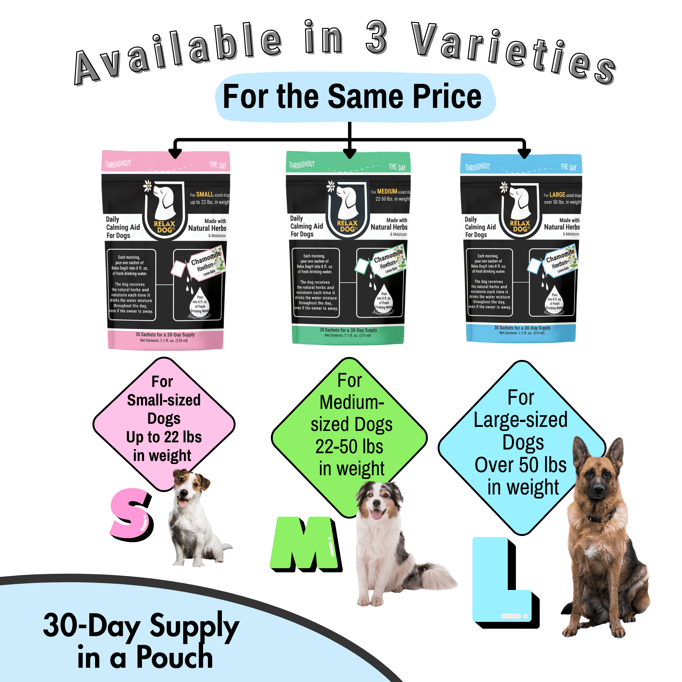 Relax Dog Daily Calming Aid for Large Size Dogs - 30 day supply