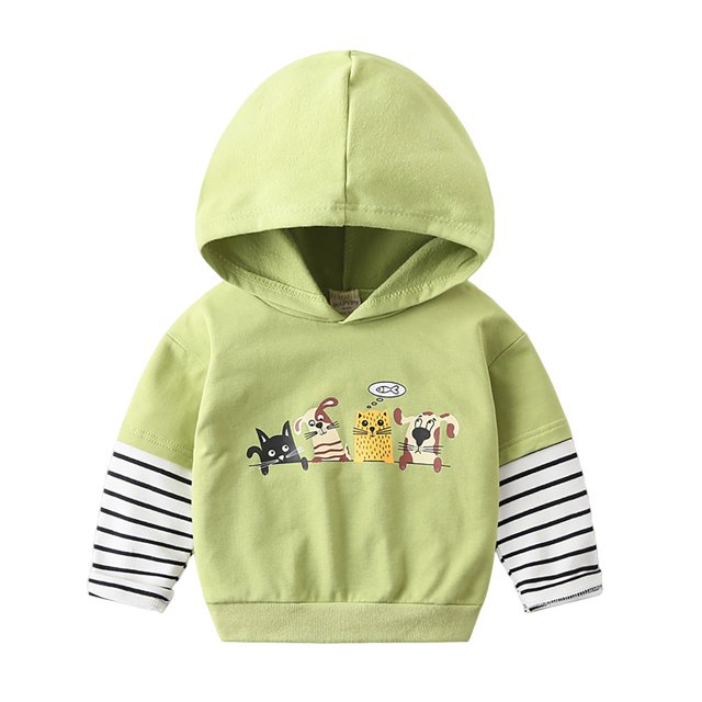 Gibobby Playeras Niños Niños pequeños bebés niñas niños animados estampado manga larga sudadera con capucha Tops ropa para niños(Verde, 12-18 Meses)