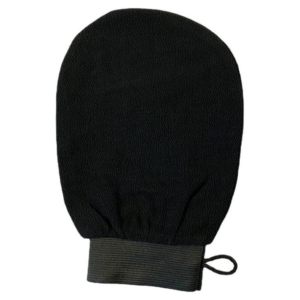 Qarigey Guante de baño portátil, reutilizable, lavable, para baño, Spa, ducha, pierna, cuello, guantes exfoliantes, accesorios para eliminar Cuerpo del baño Negro