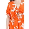 thumbnail image 4 of Vestido escote moño Roman Fashion Tallas Extras 4329 Naranja Flores Naranja 40, 4 of 6