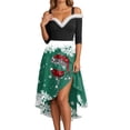 thumbnail image 1 of Krdevn Décoration de Noël, Robe Formelle Élégante Sans Manches avec Bordure en Col et Imprimé Flocon de Neige Festif, 1 of 4