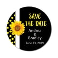 thumbnail image 1 of Darling Souvenir Round 45 Pcs Sunflower Save The Date Stickers Wedding Personalized Bride Groom Names And Date Envelope Seals - Black, 1 of 4
