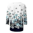 thumbnail image 5 of HKEJIAOI Hauts d'Été à Manches 3/4 pour Femmes à Imprimé Floral Slim, 5 of 5