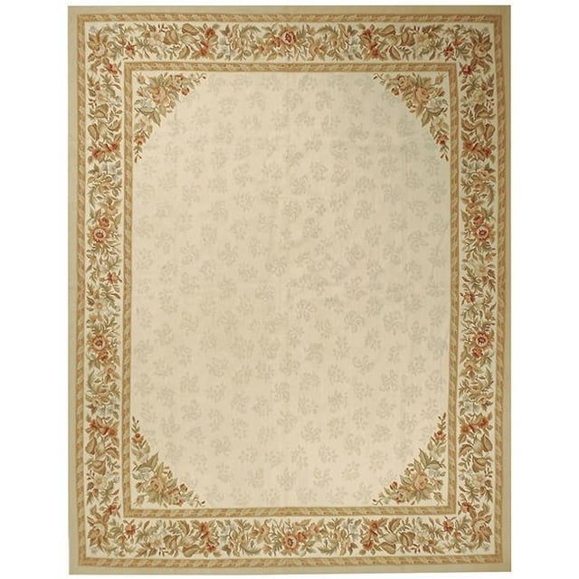 Due Process Stable Trading Aubusson Rennes Ivory & Ivory Round Area Rug, 10 x 10 ft.