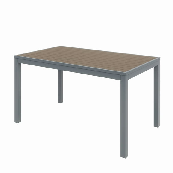 Olio Designs Ivy 32" x 55" Aluminum Patio Dining Table in Mocha and Silver