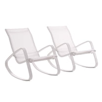 Modway Traveler Rocking Lounge Chair Outdoor Patio Mesh Sling Set of 2 in White White